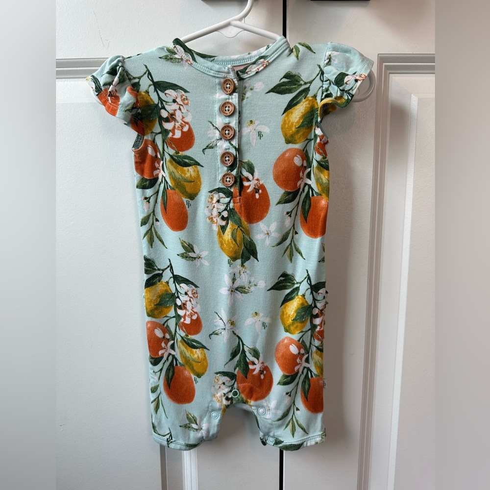 Posh Peanut Mirabella Bodysuit Twirl Ruffled Cap Sleeves (Size 6-9 Mo)